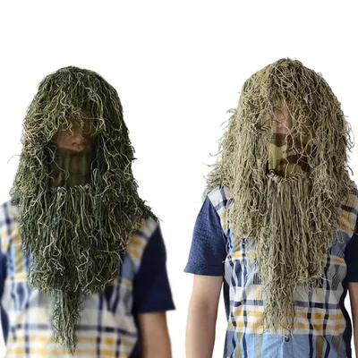 Outdoor Adult Hunting Ghillie Hood Camouflage Head Cover for Ghillie Suit Mosquito Net Hood Bird Watching Photography Outdoor Adult Hunting Ghillie Hood Camouflage Head Cover for Ghillie Suit Mosquito Net Hood Bird Watching Photography