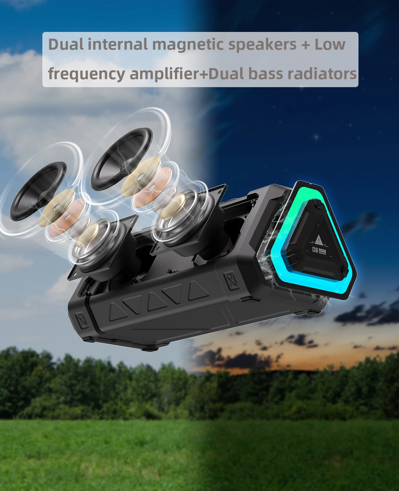 Outdoor Bluetooth Speaker, 40W Output Power Bluetooth 5.3 Speaker ,Stereo Sound IPX7 Waterproof,Micro SD Card,RGB Light Outdoor Bluetooth Speaker, 40W Output Power Bluetooth 5.3 Speaker ,Stereo Sound IPX7 Waterproof,Micro SD Card,RGB Light