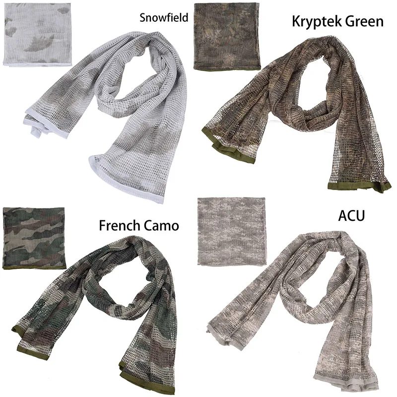 Outdoor Camouflage Netting Scarf Sniper Veil Camo Mesh Face Scarf Veil Shemagh Head Wrap for Camping Hiking Supplies Outdoor Camouflage Netting Scarf Sniper Veil Camo Mesh Face Scarf Veil Shemagh Head Wrap for Camping Hiking Supplies