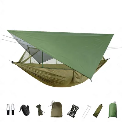 Outdoor Camping Hammock With Mosquito Net And Rain Tent Equipment Supplies Shelters Camp Bed Survival Portable Hammock Outdoor Camping Hammock With Mosquito Net And Rain Tent Equipment Supplies Shelters Camp Bed Survival Portable Hammock