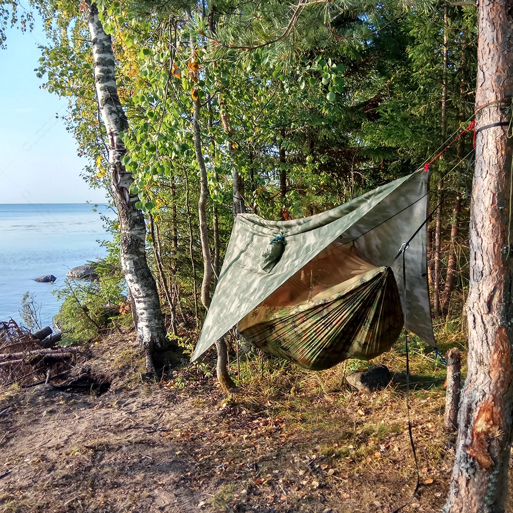 Outdoor Camping Hammock With Mosquito Net And Rain Tent Equipment Supplies Shelters Camp Bed Survival Portable Hammock Outdoor Camping Hammock With Mosquito Net And Rain Tent Equipment Supplies Shelters Camp Bed Survival Portable Hammock
