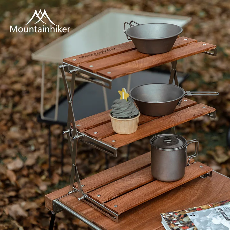 Outdoor Camping Rack Portable Three-tier Rack Easy To Carry Foldable Picnic Camping Barbecue Folding Table