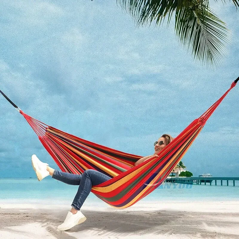Outdoor Canvas Hammock Camping Swing Hammock with Tree Ropes Load-bearing Up to 200kg Perfect for Garden Patio Backyard Outdoor Canvas Hammock Camping Swing Hammock with Tree Ropes Load-bearing Up to 200kg Perfect for Garden Patio Backyard