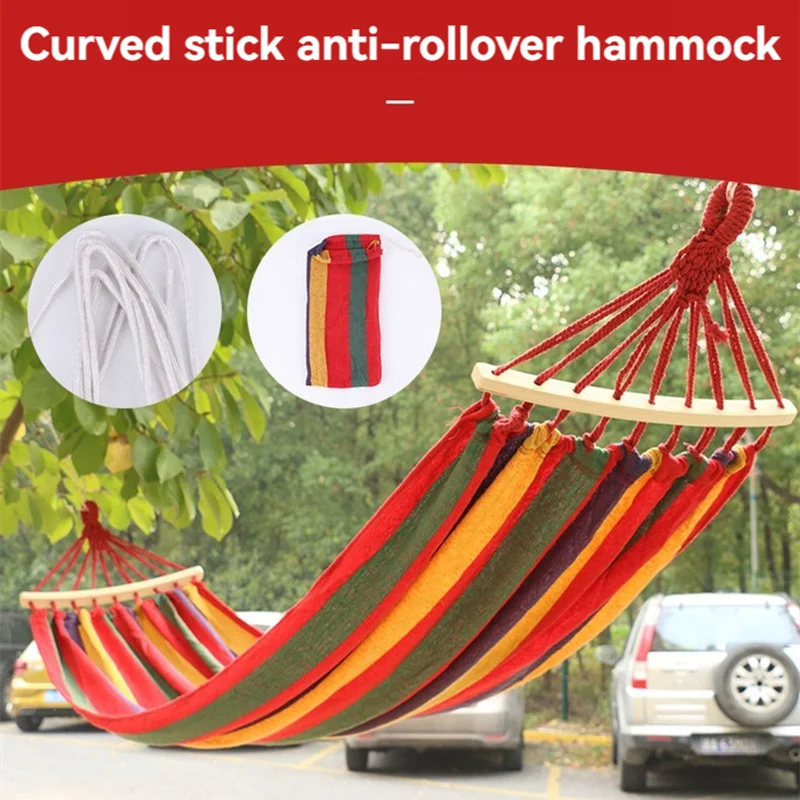 Outdoor Canvas Hammock Camping Swing Hammock with Tree Ropes Load-bearing Up to 200kg Perfect for Garden Patio Backyard Outdoor Canvas Hammock Camping Swing Hammock with Tree Ropes Load-bearing Up to 200kg Perfect for Garden Patio Backyard