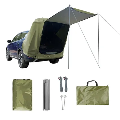 Outdoor Car Rear Tent Camping Picnic Car Rear Tent with Canopy Car Rear Extension Tent Sunshine-Proof Rain-Proof Car