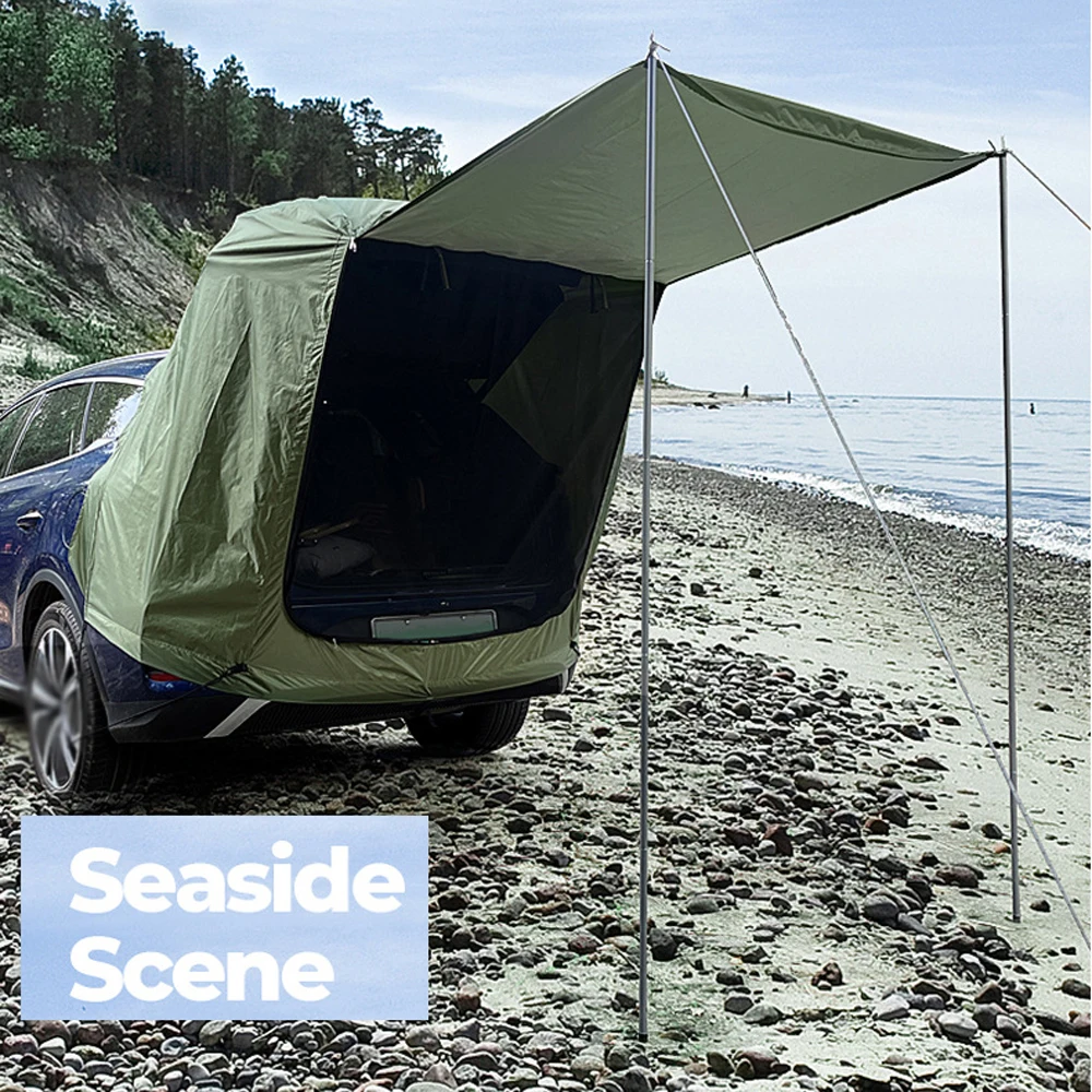 Outdoor Car Rear Tent Camping Picnic Car Rear Tent with Canopy Car Rear Extension Tent Sunshine-Proof Rain-Proof Car
