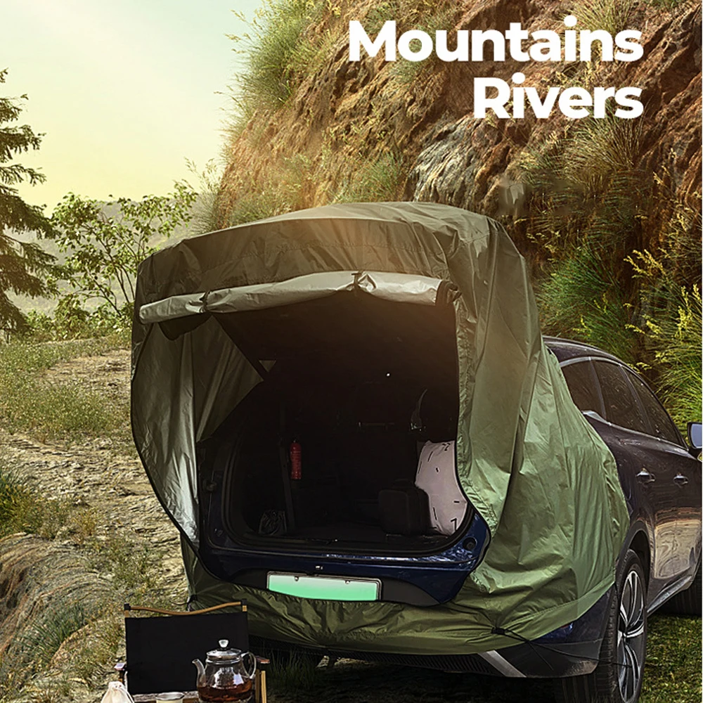 Outdoor Car Rear Tent Camping Picnic Car Rear Tent with Canopy Car Rear Extension Tent Sunshine-Proof Rain-Proof Car