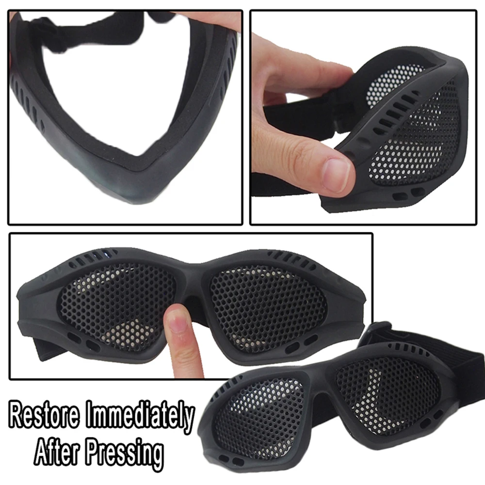 Outdoor Eye Protective Comfortable Airsoft Safety Tactical Glasses Goggles Anti Fog With Metal Mesh/PC Len For