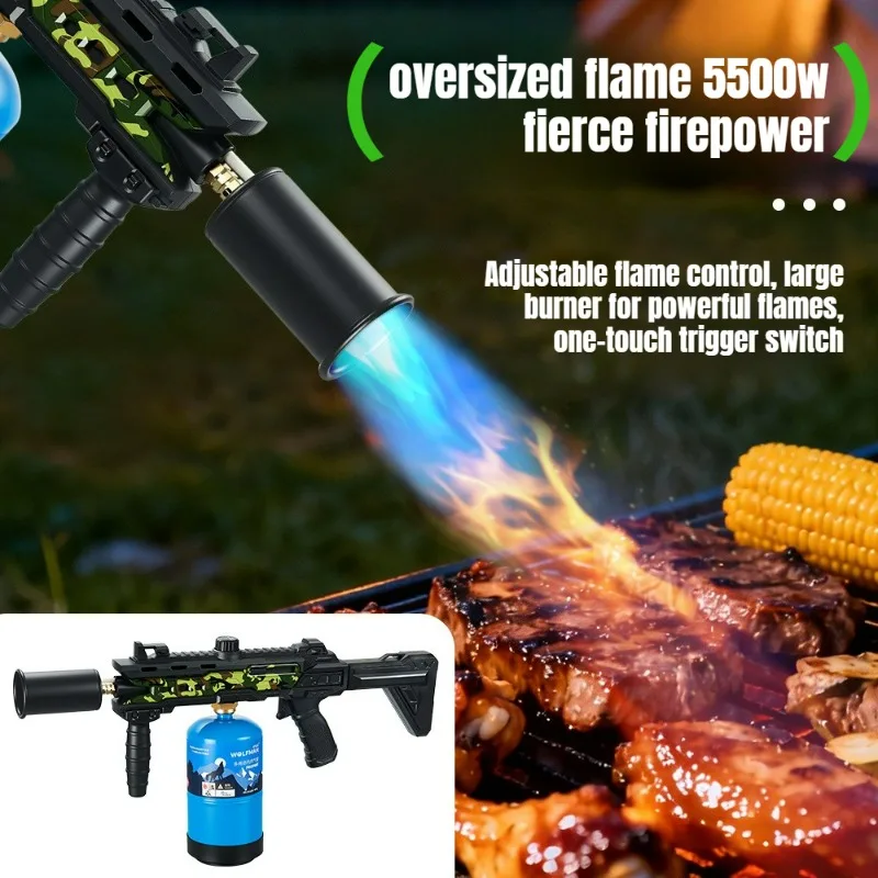 Outdoor Garden Tools BBQ Handheld Large Caliber Fierce Fire Spray Gun Card Portable Fire Gun Smoking Accessories