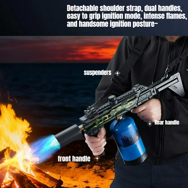 Outdoor Garden Tools BBQ Handheld Large Caliber Fierce Fire Spray Gun Card Portable Fire Gun Smoking Accessories