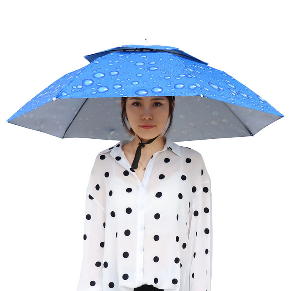Outdoor Head Mounted Foldable Fishing Cycling Shade Double Layer Umbrella Hat
