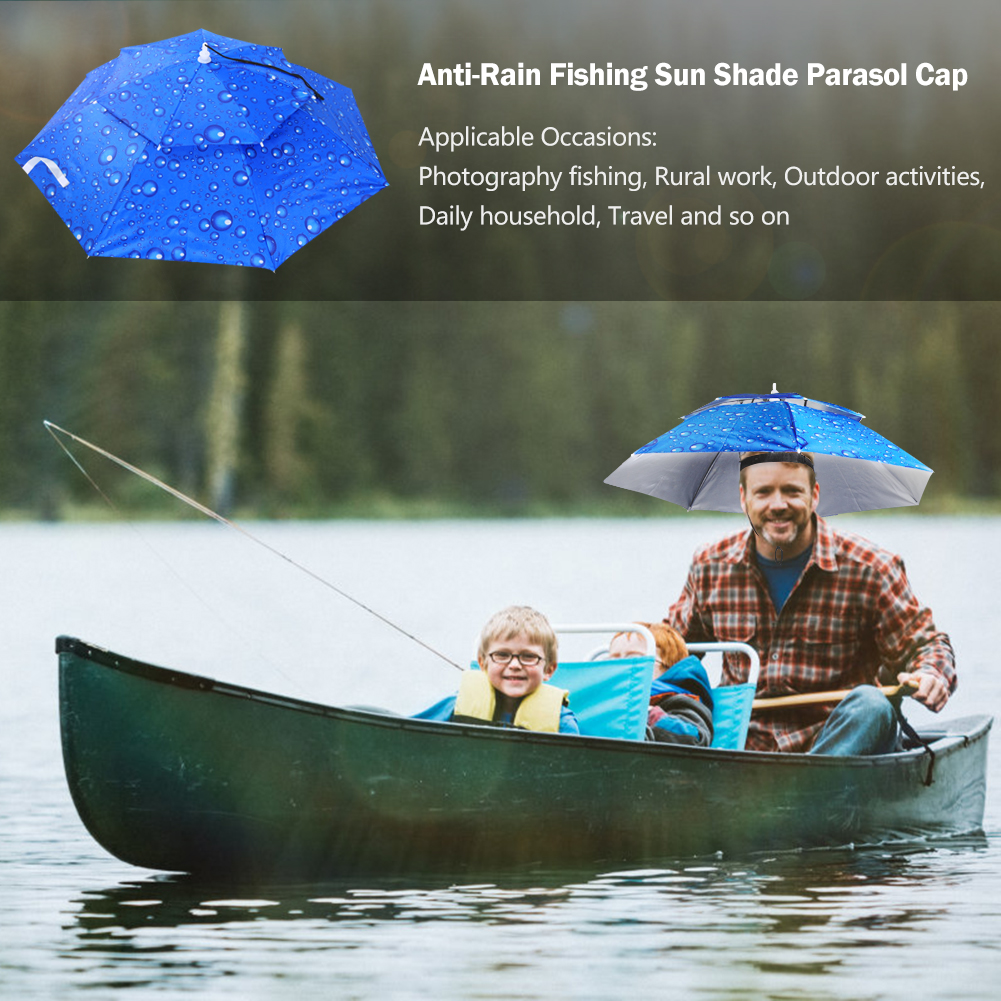Outdoor Head Mounted Foldable Fishing Cycling Shade Double Layer Umbrella Hat