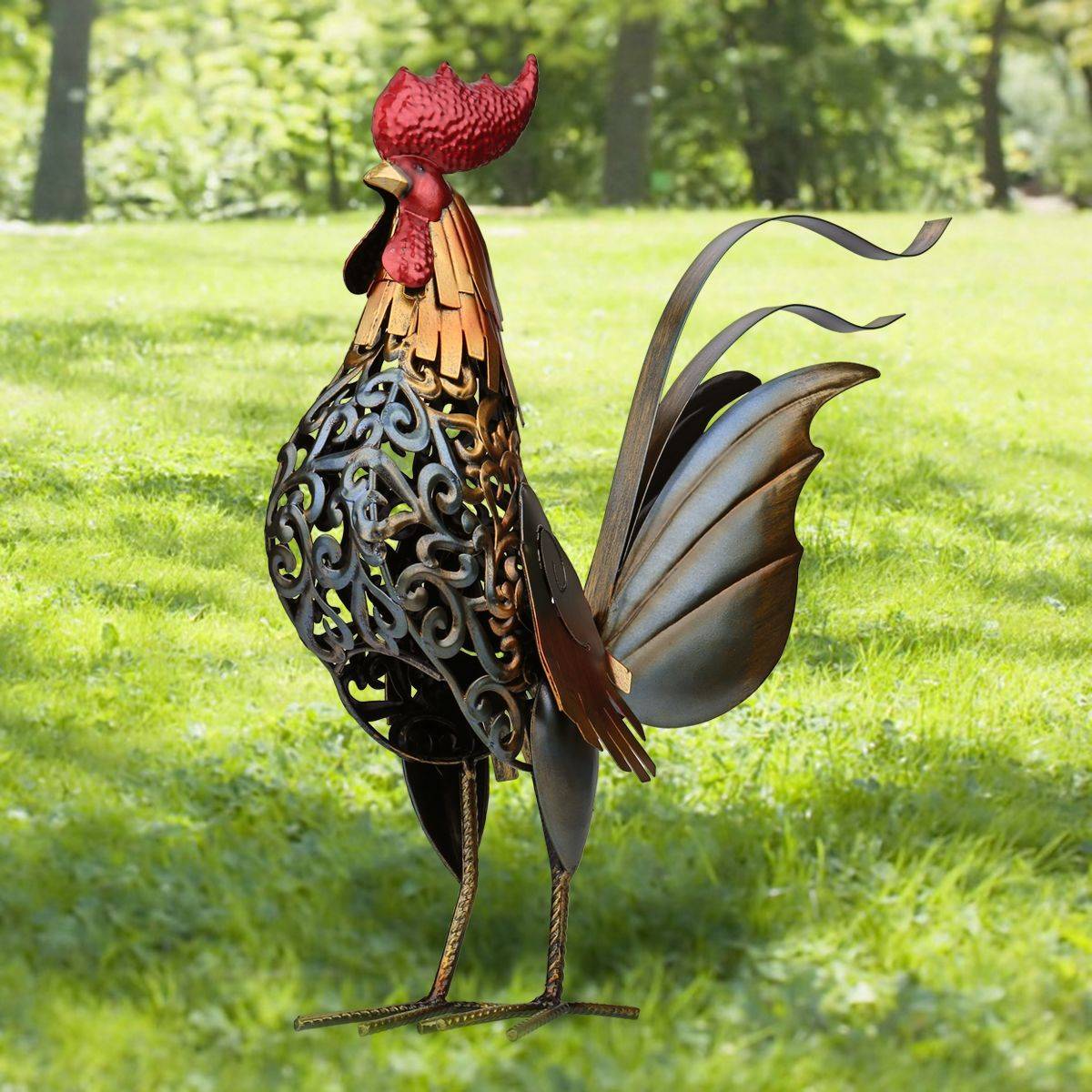 Outdoor Iron Rooster Garden Statue Outdoor Iron Rooster Garden Statue