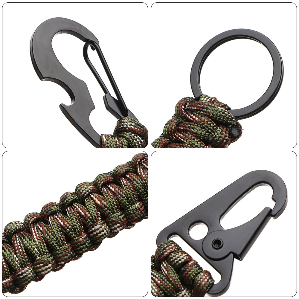 Outdoor Keychain Ring Camping Carabiner Military Paracord Cord Rope Camping Survival Kit Emergency Knot Bottle Opener Outdoor Keychain Ring Camping Carabiner Military Paracord Cord Rope Camping Survival Kit Emergency Knot Bottle Opener