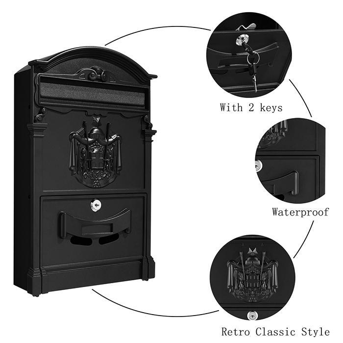 Outdoor Lockable Vintage Mailbox