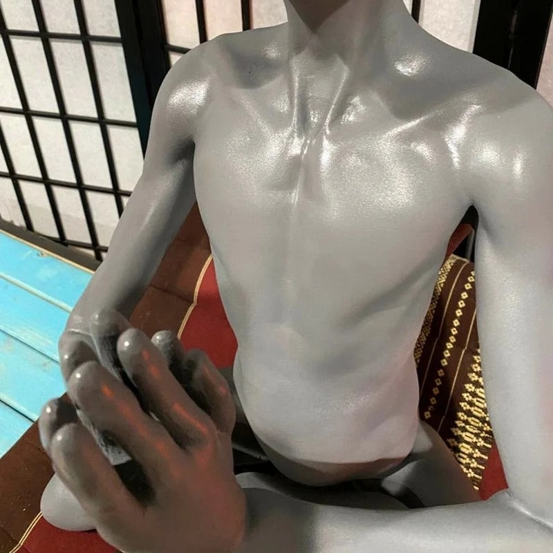 Outdoor Meditating Alien Garden Statue Outdoor Meditating Alien Garden Statue