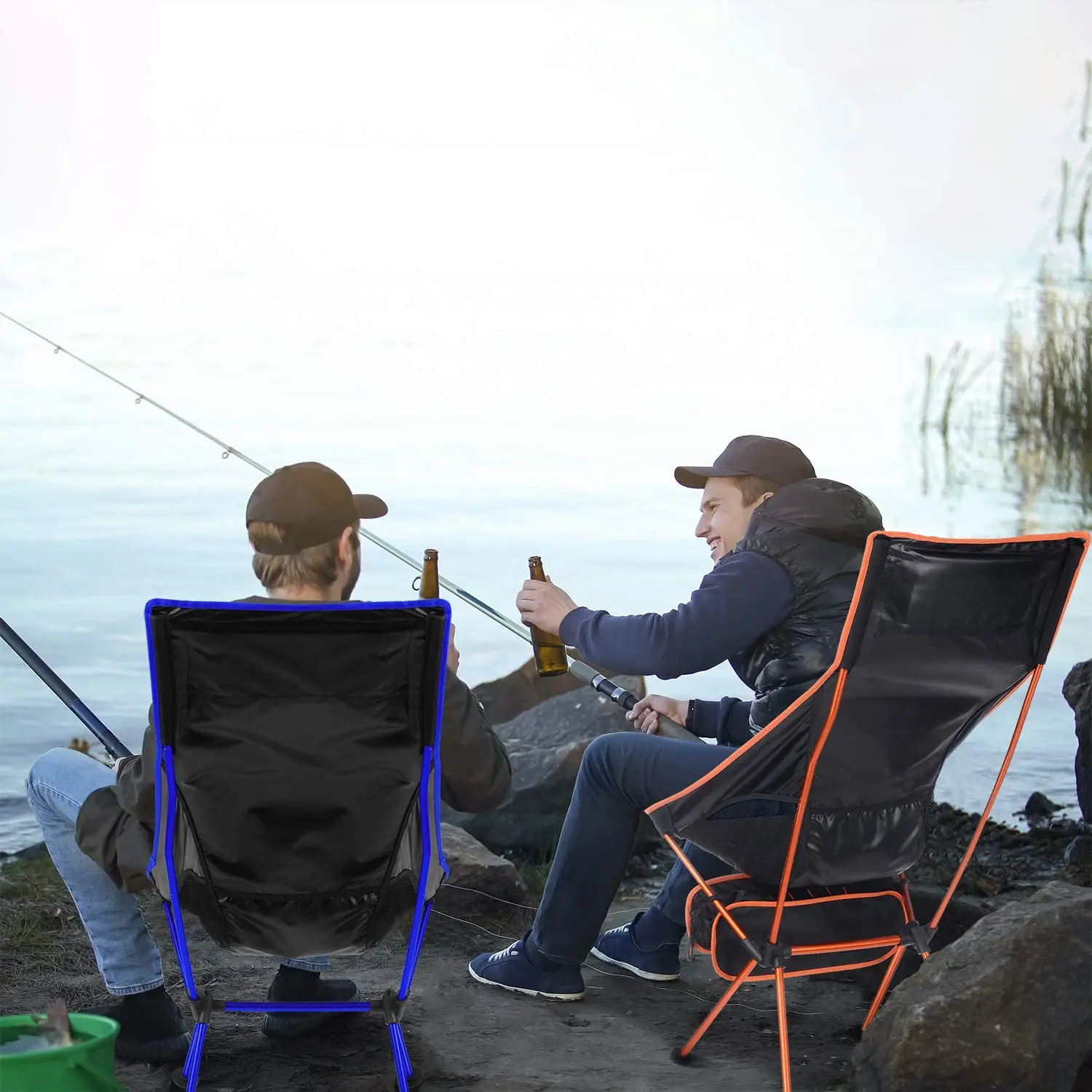 Outdoor Portable Camping Chair Oxford Cloth Folding Lengthen Camping Seat for Fishing BBQ Festival Picnic Beach