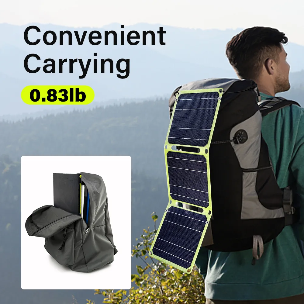 Outdoor powerful flexible Solar Panel 5v 21w Portable battery phone charge PD QC 3.0 9V 12V For USB A C Photovoltaic