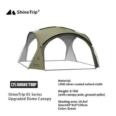 Outdoor Silver Coated Canopy Rainproof And Sunscreen Self-driving PU3000MM Waterproof Camping Sunshade Tent Dome