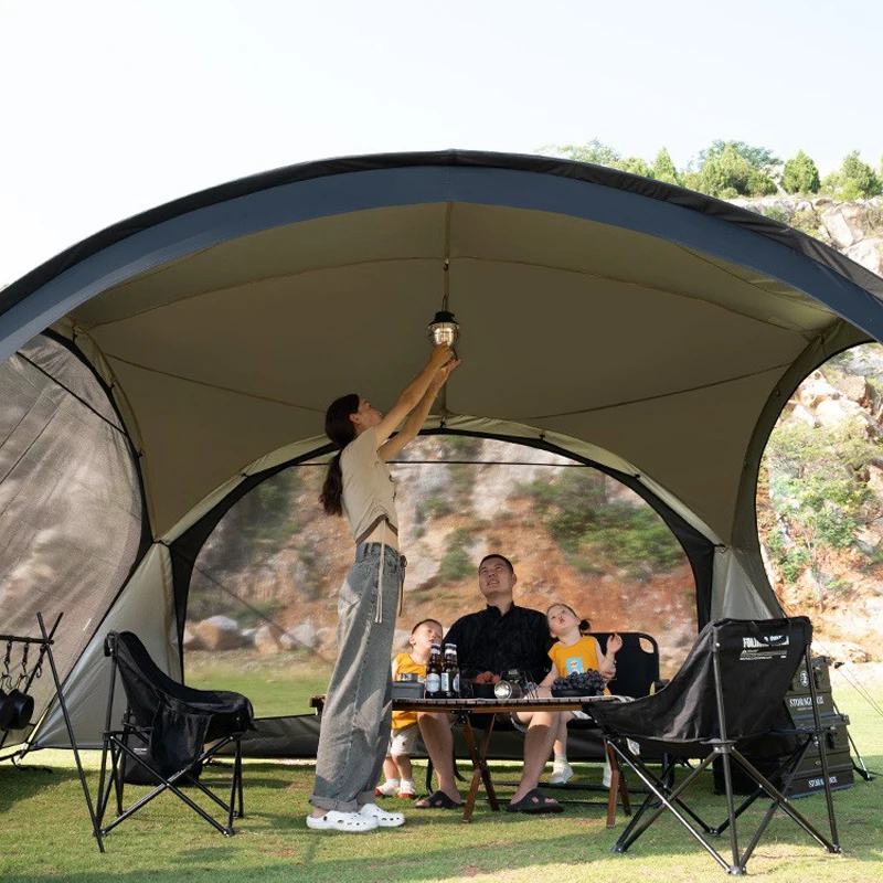 Outdoor Silver Coated Canopy Rainproof And Sunscreen Self-driving PU3000MM Waterproof Camping Sunshade Tent Dome