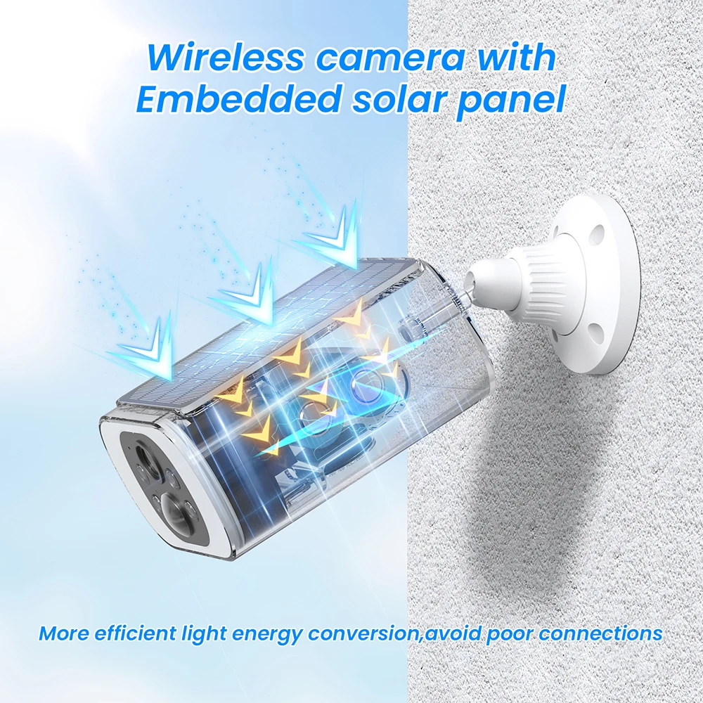 Outdoor Solar Security Camera with Battery 3MP 2.4G WIFI Camera Battery Cloud Storage Color Night Vision Can't Add NVR