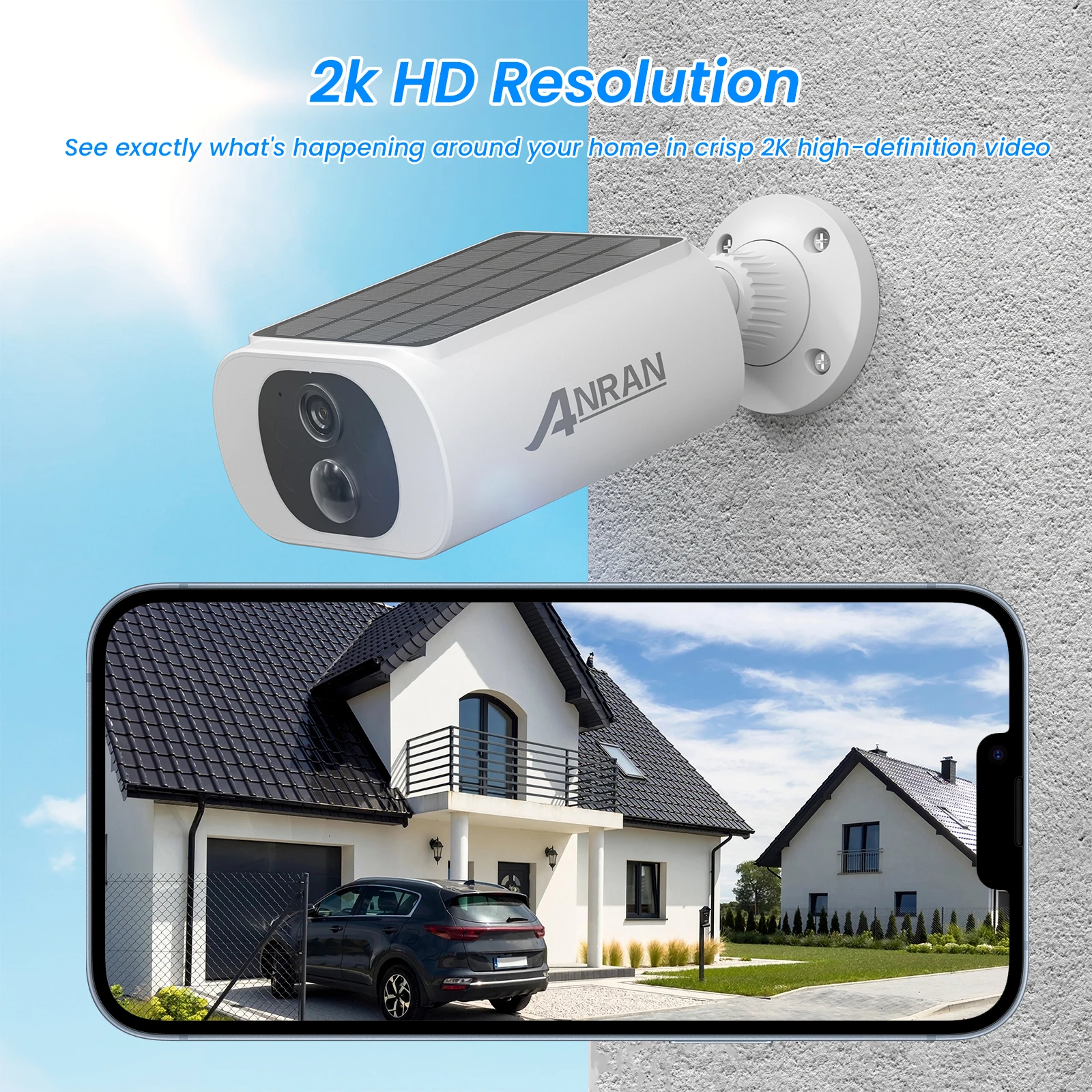 Outdoor Solar Security Camera with Battery 3MP 2.4G WIFI Camera Battery Cloud Storage Color Night Vision Can't Add NVR