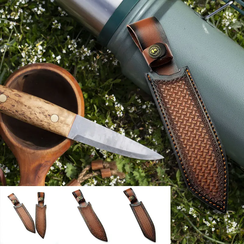 Outdoor Straight Knife Sheath Genuine Leather Knife Scabbard Case Knife Shell Small Straight Knife Sheath Protective