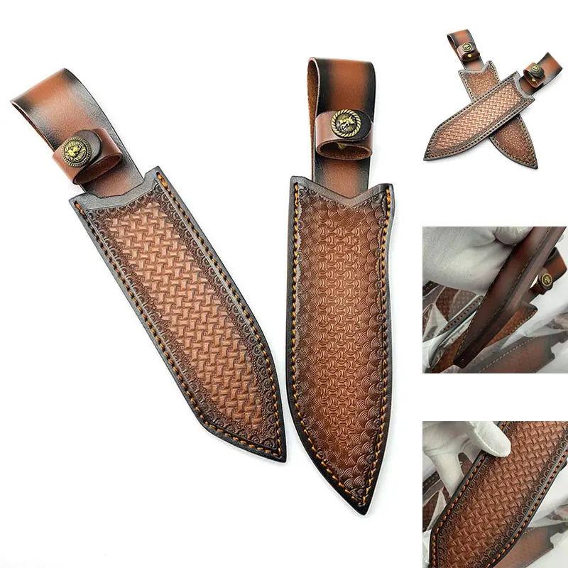 Outdoor Straight Knife Sheath Genuine Leather Knife Scabbard Case Knife Shell Small Straight Knife Sheath Protective