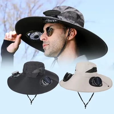 Outdoor Summer Sun Hat With 2 Solar Fan Large Wide Brim Sun Protection Hat For Outdoor Fishing Hiking Camping Travel Outdoor Summer Sun Hat With 2 Solar Fan Large Wide Brim Sun Protection Hat For Outdoor Fishing Hiking Camping Travel
