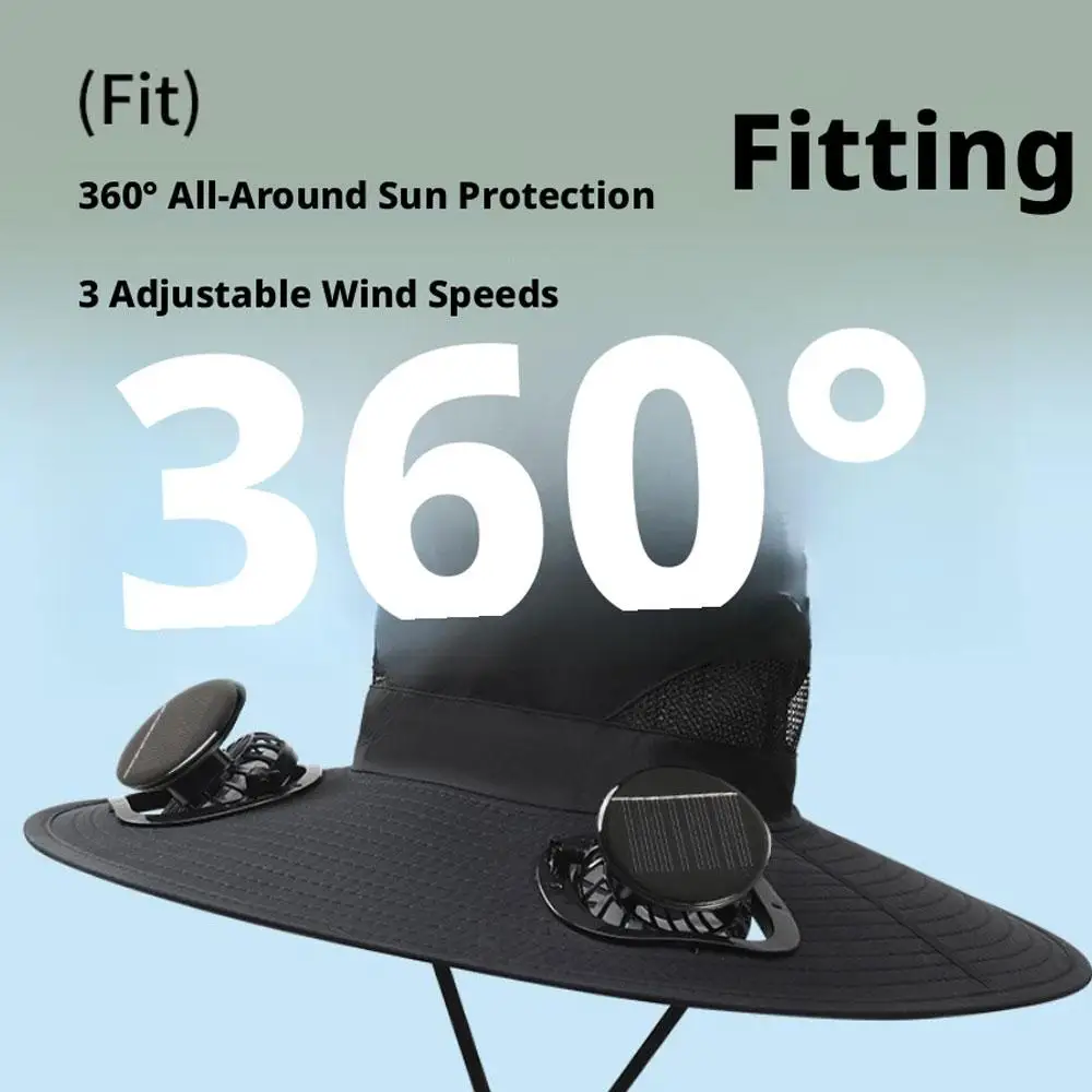 Outdoor Summer Sun Hat With 2 Solar Fan Large Wide Brim Sun Protection Hat For Outdoor Fishing Hiking Camping Travel Outdoor Summer Sun Hat With 2 Solar Fan Large Wide Brim Sun Protection Hat For Outdoor Fishing Hiking Camping Travel