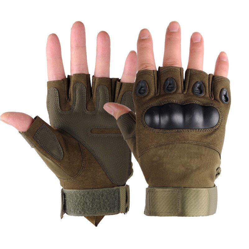 Outdoor Tactical Army Fingerless Gloves Hard Knuckle Paintball Airsoft Hunting Combat Riding Hiking Military Half