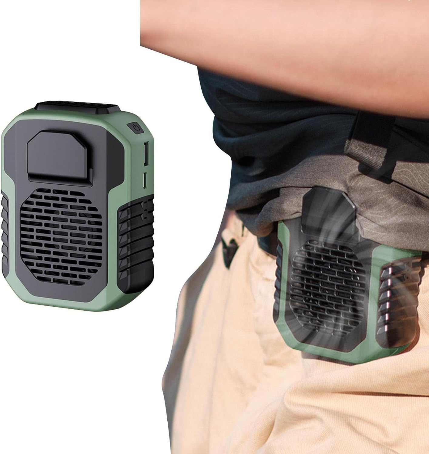 Outdoor Waist Mounted Fan Polymer Battery Anti Drop Shock Absorption USB Portable Power Bank with Bladeless Hanging Outdoor Waist Mounted Fan Polymer Battery Anti Drop Shock Absorption USB Portable Power Bank with Bladeless Hanging