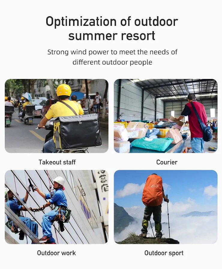 Outdoor Waist Mounted Fan Polymer Battery Anti Drop Shock Absorption USB Portable Power Bank with Bladeless Hanging