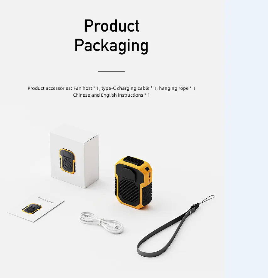 Outdoor Waist Mounted Fan Polymer Battery Anti Drop Shock Absorption USB Portable Power Bank with Bladeless Hanging