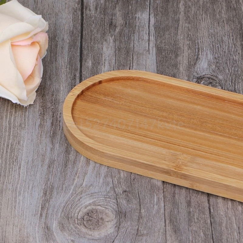 Oval Bamboo Wood Small Plant Tray