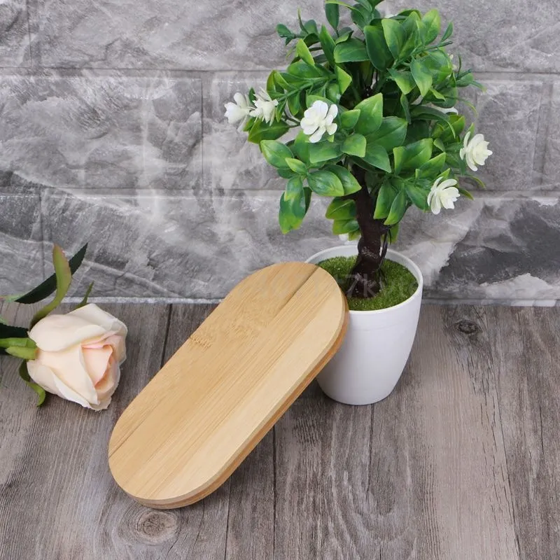 Oval Bamboo Wood Small Plant Tray