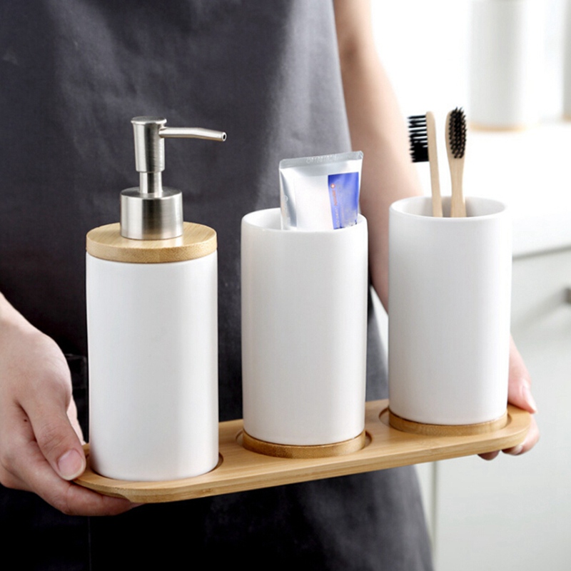 Oval Natural Bamboo Soap Dispenser Tray