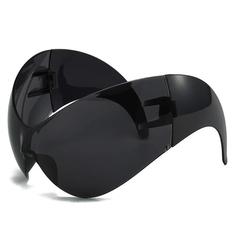 Oversized Y2K Punk One-piece Sunglasses Women Men Luxury Brand Steampunk Sports Sun Glasses For Lady Windproof Goggle