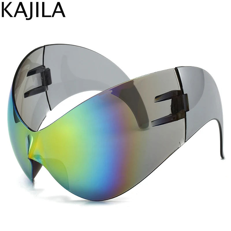 Oversized Y2K Punk One-piece Sunglasses Women Men Luxury Brand Steampunk Sports Sun Glasses For Lady Windproof Goggle Oversized Y2K Punk One-piece Sunglasses Women Men Luxury Brand Steampunk Sports Sun Glasses For Lady Windproof Goggle