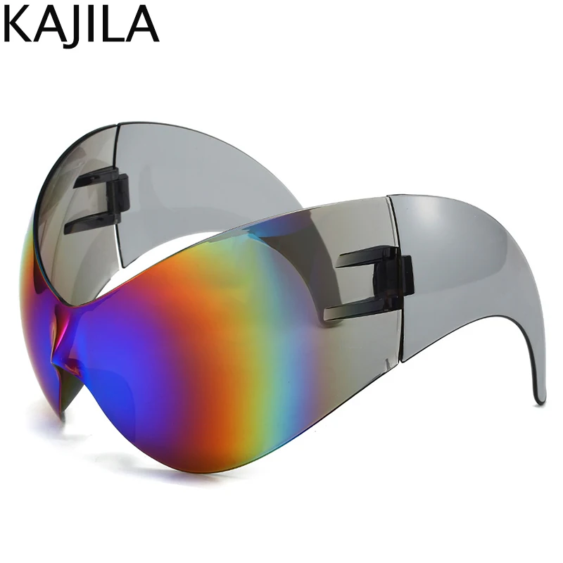 Oversized Y2K Punk One-piece Sunglasses Women Men Luxury Brand Steampunk Sports Sun Glasses For Lady Windproof Goggle Oversized Y2K Punk One-piece Sunglasses Women Men Luxury Brand Steampunk Sports Sun Glasses For Lady Windproof Goggle