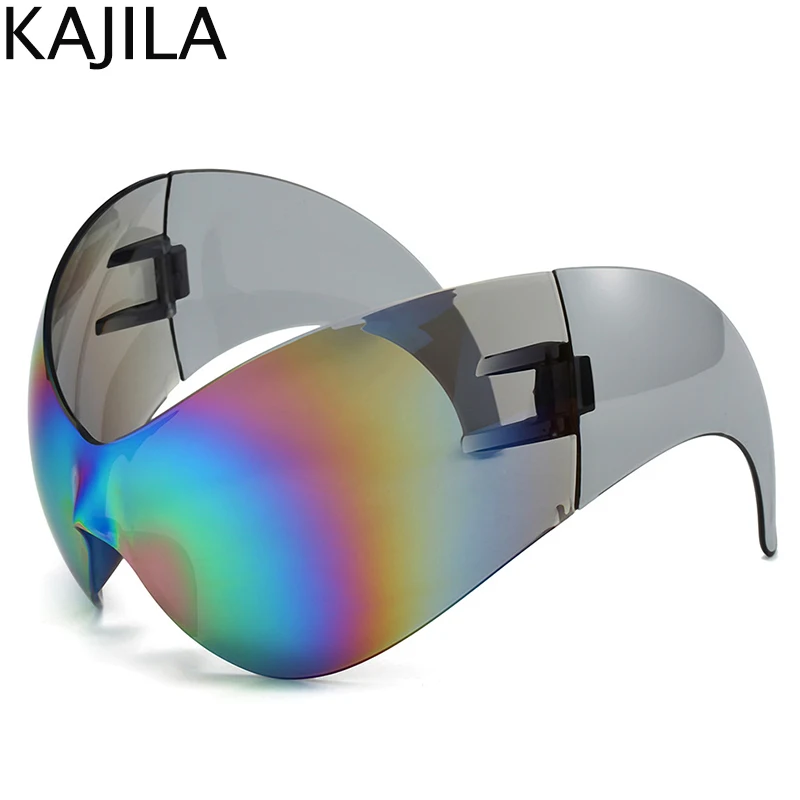 Oversized Y2K Punk One-piece Sunglasses Women Men Luxury Brand Steampunk Sports Sun Glasses For Lady Windproof Goggle Oversized Y2K Punk One-piece Sunglasses Women Men Luxury Brand Steampunk Sports Sun Glasses For Lady Windproof Goggle