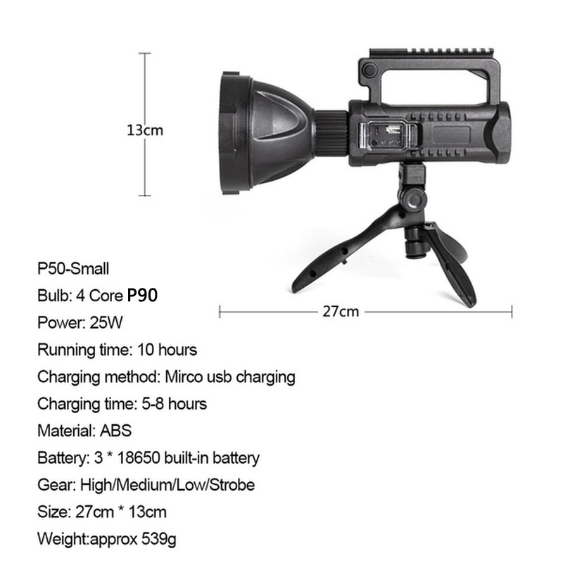 P90 Portable Powerful LED Flashlight Mountable Bracket Handheld Searchlight USB Rechargeable Spotlight Waterproof Torch P90 Portable Powerful LED Flashlight Mountable Bracket Handheld Searchlight USB Rechargeable Spotlight Waterproof Torch