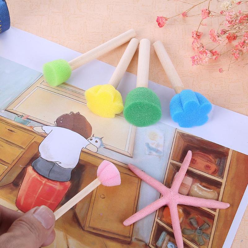 Paintbrushes Wooden Sponge Set