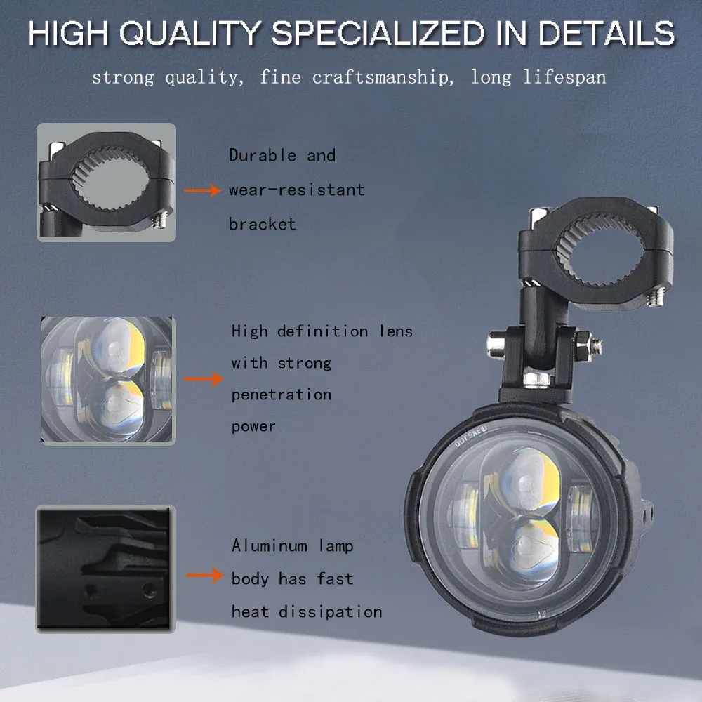 Pair 100W Motorcycle Headlight Fog Lights Led Auxiliary Driving Light Spotlight Headlamp Dual Color Flasher Farol Moto Pair 100W Motorcycle Headlight Fog Lights Led Auxiliary Driving Light Spotlight Headlamp Dual Color Flasher Farol Moto