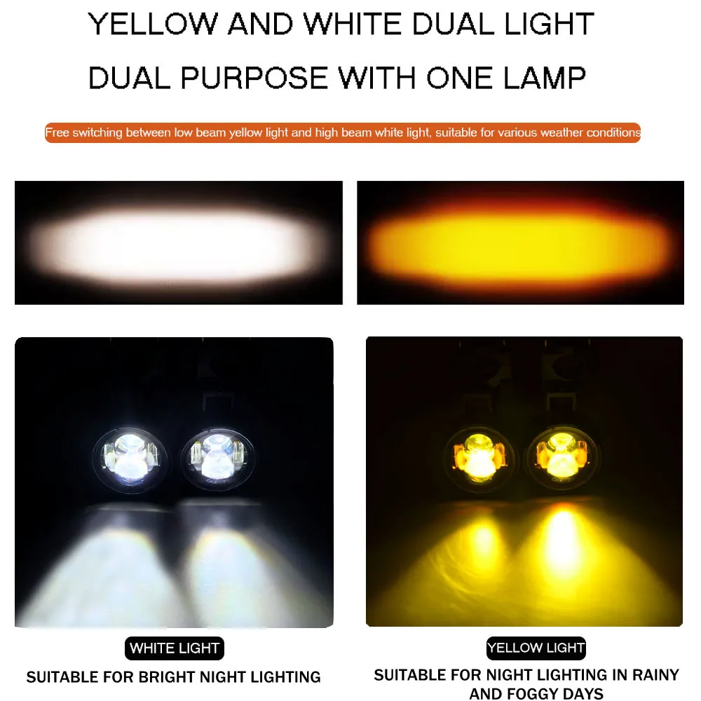 Pair 100W Motorcycle Headlight Fog Lights Led Auxiliary Driving Light Spotlight Headlamp Dual Color Flasher Farol Moto Pair 100W Motorcycle Headlight Fog Lights Led Auxiliary Driving Light Spotlight Headlamp Dual Color Flasher Farol Moto