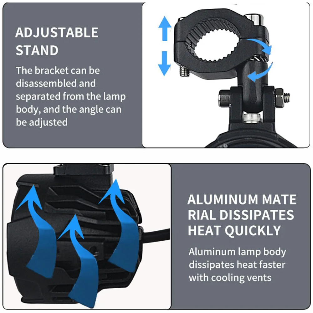 Pair 100W Motorcycle Headlight Fog Lights Led Auxiliary Driving Light Spotlight Headlamp Dual Color Flasher Farol Moto Pair 100W Motorcycle Headlight Fog Lights Led Auxiliary Driving Light Spotlight Headlamp Dual Color Flasher Farol Moto