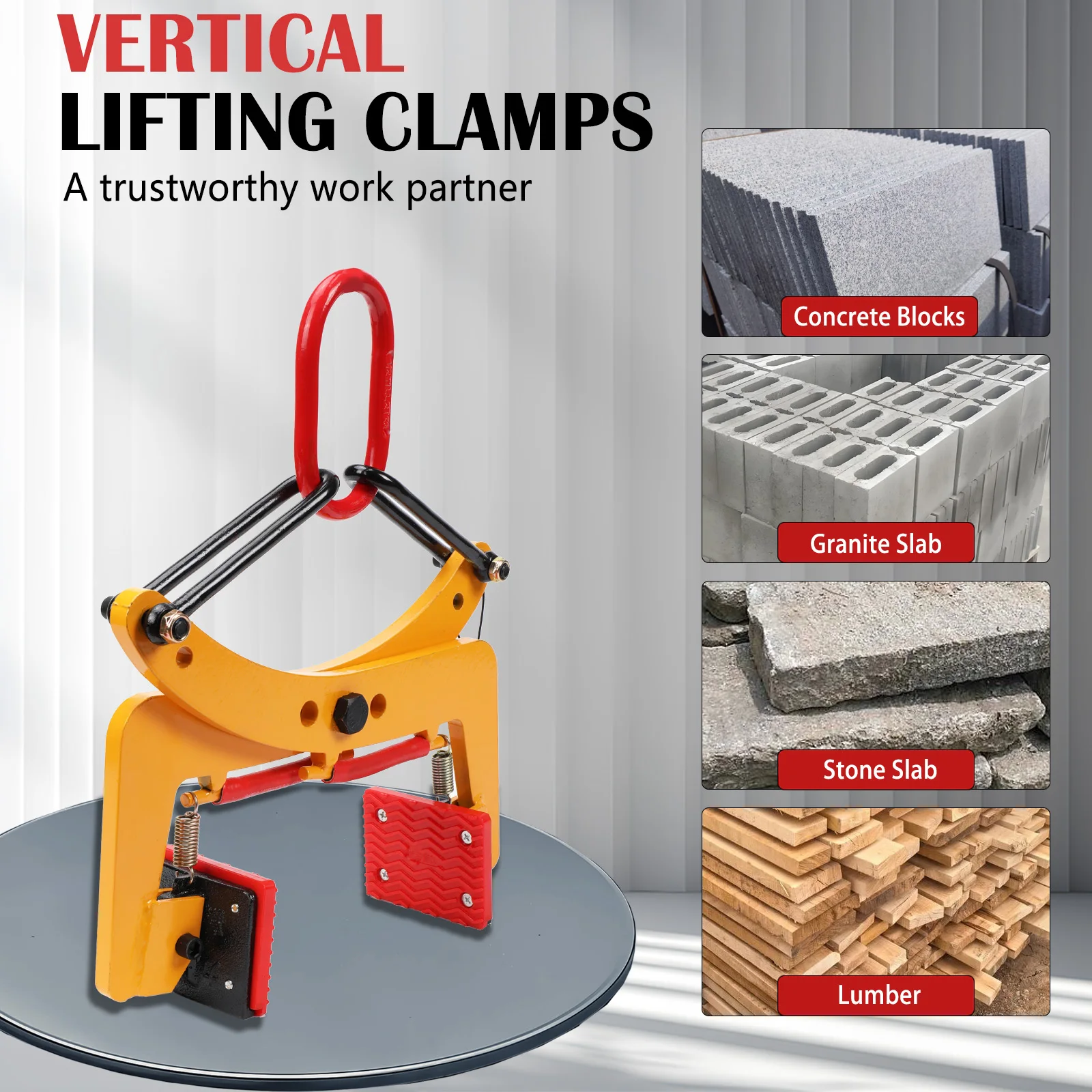 Pallet Puller Clamp Stone Carrying Pliers Lifter Sling Ring Stone Clamp 280kg Jaw Opening 6-24cm Pallet Puller Clamp Stone Carrying Pliers Lifter Sling Ring Stone Clamp 280kg Jaw Opening 6-24cm