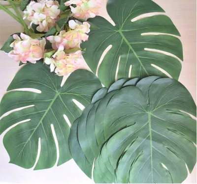 Palm Leaf Placemats Artificial Leaves (12 Pcs)