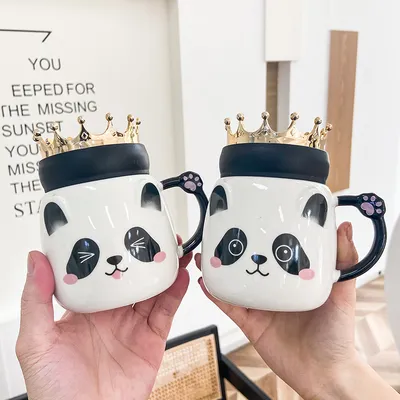 Panda Coffee Mug with Crown Lid Panda Coffee Mug with Crown Lid