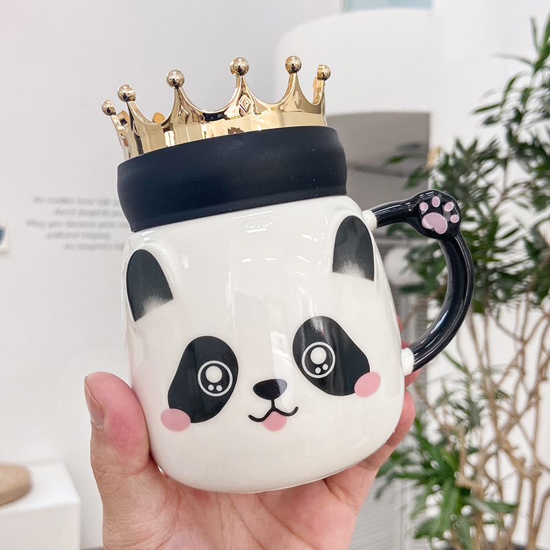 Panda Coffee Mug with Crown Lid Panda Coffee Mug with Crown Lid